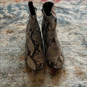 NEVER WORN fake snake skin booties